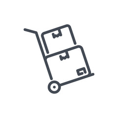 Poster - Dolly with boxes line icon. Hand truck box trolley vector outline sign.