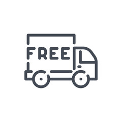 Poster - Free delivery line icon. Fast shipping vehicle vector outline sign.