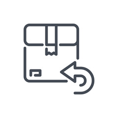 Poster - Return package line icon. Free return purchase, box with backward arrow vector outline sign.