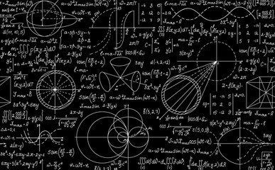 vector mathematical seamless pattern with handwritten math and physics formulas. you can use any col
