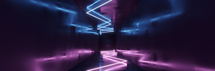 Poster - 3D rendering Neon lights background. Bright neon lines background. Intelligence artificial. Abstract illustration. Artificial intelligence