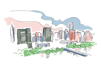 Austin Texas usa America vector sketch city illustration line art