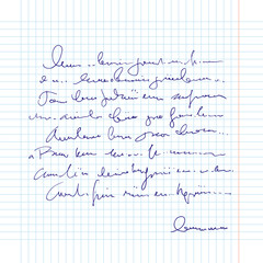 Aufkleber - Abstract sheet of paper with handwritten text, note with signature, hand drawn vector unreadable script
