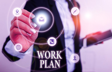 Fototapete - Text sign showing Work Plan. Business photo showcasing project to be accomplished and outlines how it will be done