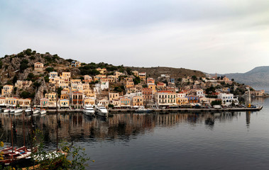 Wall Mural - Panoramic view of the port of Simi Greece