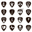 collection of different black guitar picks isolated on white background