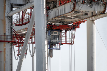 Overhead gantry crane detail. Industrial. Grunge. Porto de Leixões, Portugal.