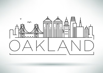 Minimal Oakland City Linear Skyline with Typographic Design