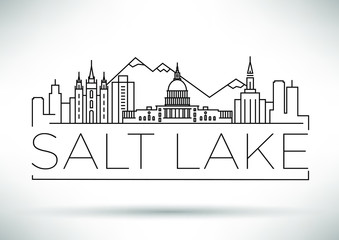 Wall Mural - Minimal Salt Lake City Linear Skyline with Typographic Design