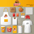 Vector burger bar corporate identity template design set. Branding mock up.