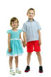 © lotosfoto - Brother and sister, boy and girl posing in the studio. Friendshi