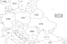 Map Of Eastern Europe. Handdrawn Doodle Style. Vector Illustration