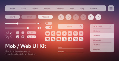 Fototapete - UI UX user interface template for web and applications on colorful orange background