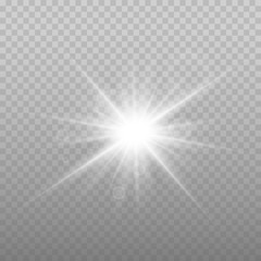 Star explosion vector illustration, glowing sun. Sunshine isolated on transparent background.