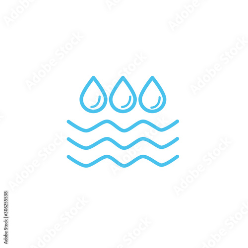 Cuadros en Lienzo water drops with waves line style icon