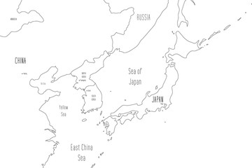 Sticker - Map of Japan and Korean Peninsula. Handdrawn doodle style. Vector illustration