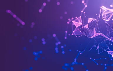 Abstract background. Molecules technology with polygonal shapes, connecting dots and lines. Connection structure. Big data visualization.