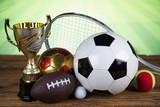 Fototapeta Sport - Sport podium, Cups of winners award
