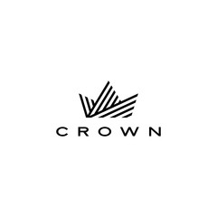 Sticker - crown logo vector icon illustration line stripes style