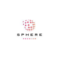 Wall Mural - sphere digital globe circle round plus spread 3d logo vector icon illustration