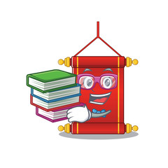 Sticker - Student with book chinese scrolls mascot cartoon character style