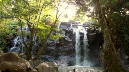 Wall Mural - tropical waterfall stream cascades in jungle in bali indonesia