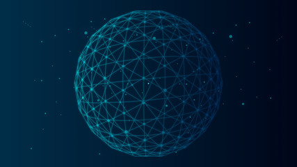 stars in the universe, polygonal sphere constructed by dots and lines, creative background of scienc