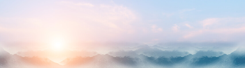 chinese ink wash style sunset mountain scenery background