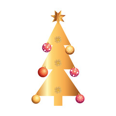 Sticker - pine tree christmas with balls isolated icon vector illustration design