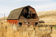 Old Red Barn Falling Apart in Eastern Washington, USA