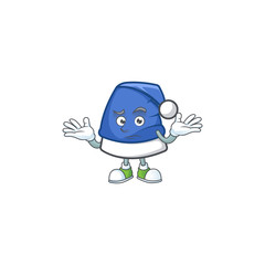 Wall Mural - Super Cool Grinning blue christmas hat mascot cartoon style