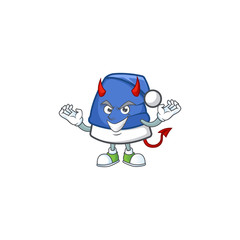 Sticker - mascot cartoon of blue christmas hat on a Devil gesture design