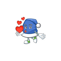 Sticker - With heart blue christmas hat cartoon character mascot style