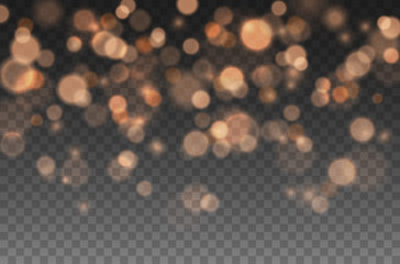Wall Mural - bokeh lights effect isolated on transparent background. vector christmas glowing yellow and orange o