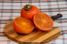 Persimmon. It Is An Edible Fruit That Grows On A Variety Of Trees In The Genus Diospyros. Turkish Name Is Trabzon Persimmon