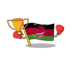 Sticker - Super cool Boxing winner flag malawi in mascot cartoon style