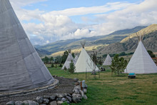 Indian Tipis In Campground, Montana