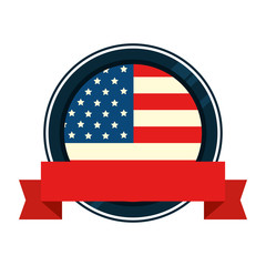 Poster - united states flag in frame circular with ribbon design