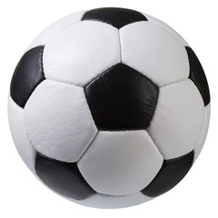 white with black soccer ball on a white background, classic design