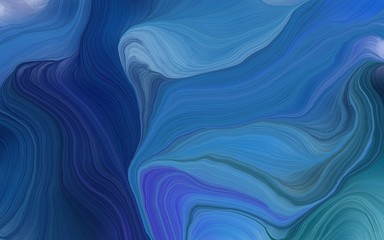 Poster - modern waves background illustration with teal blue, very dark blue and midnight blue color