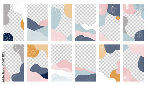Fotomural Collection of abstract background designs, shapes in clean Scandinavian trendy style