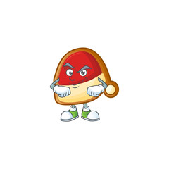 Sticker - Christmas hat cookies mascot cartoon style with Smirking face