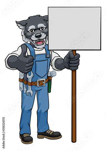 A wolf animal construction ...