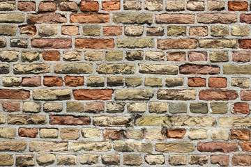 Wall Mural - Light colored dirty old weathered brickwork wall background texture