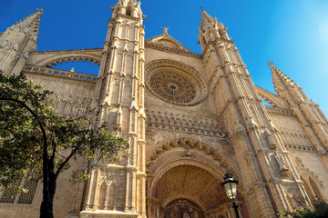 Famous Cathedral La Seu in Palma de Mallorca, Spain