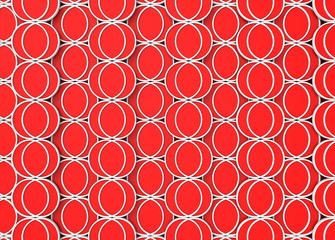 Poster - 3d rendering. red circular line shape pattern design wall background.
