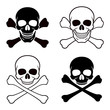 Human skull, crossbones. Symbol of danger. Abstract concept, icon set. Vector illustration on white background.