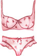 © annakonchits - Watercolor sexy pink lingerie with hearts. Erotic underwear illustration. Valentine's day women clothes.