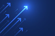 Light arrow up on blue background illustration, business growth concept.