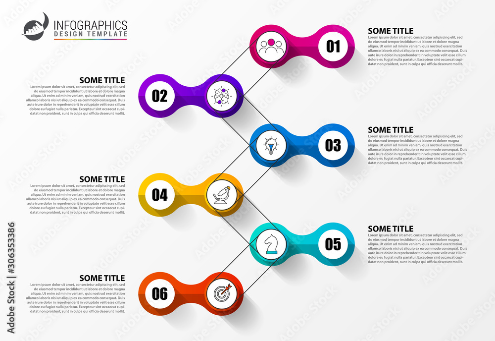 premium vector | infographic design template timeline... Infographic design template. Timeline concept with 6 steps Stock Vector ...